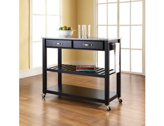 Granite Top Kitchen Cart/Island w/Optional Stool Storage