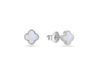 Sterling Silver Mother Of Pearl Clover Studs
