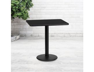 24" x 30" Rectangular Black Laminate Table Top with 18" Round Table Height Base