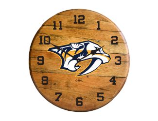 Nashville Predators Oak Barrel Clock