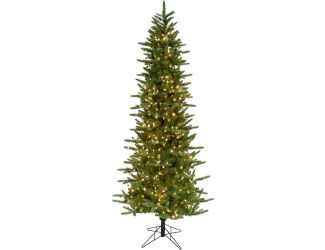 7.5 Ft. Carmel Pine Slim Artificial Christmas Tree with Smart String Lighting