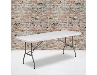 6-Foot Granite White Plastic Folding Table - Banquet / Event Folding Table