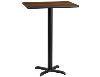 24" x 30" Rectangular Walnut Laminate Table Top & 22x22 Bar Height Table Base