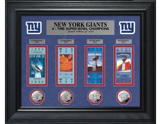 New York Giants Super Bowl Champions Deluxe Silver Coin & Ticket Collection