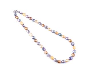 19-1/2" Multicolor Baroque Nugget Pearl Necklace