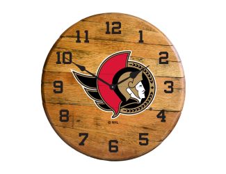 Ottawa Senators Oak Barrel Clock