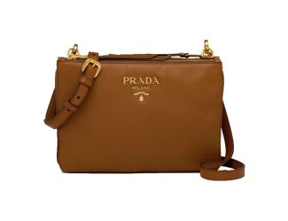 Prada Vitello Phenix Caramel Brown Leather Crossbody Bag