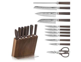 12-Piece Maya Series HUA Knife Block Set - Walnut