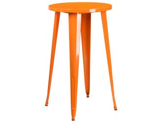 24" Round Orange Metal Indoor-Outdoor Bar Height Table - Restaurant Furniture
