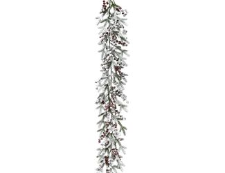 9-Ft. Flocked Decorative Garland with Red Berries