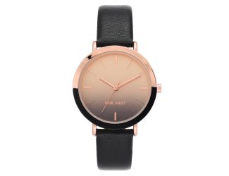 Women's Rose Gold and Black Ombre Dial Strap Watch