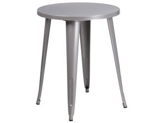 24" Round Silver Metal Indoor-Outdoor Table - Restaurant Furniture - Caf Table