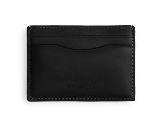 Mens Full Grain Leather Money Clip Card Case - Black