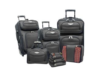 Travel Select Amsterdam 8-Piece Expandable Uprights, Tote Bag & Packing Cubes Luggage Set Gray