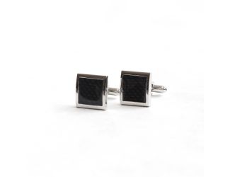 Black Checkerboard Cufflinks with Silver Accents