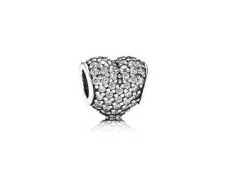 Silver Heart Pave Charm