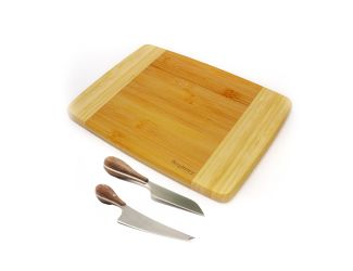 Bamboo 3pc Two-toned Board Set/Aaron Probyn Cheese Knives