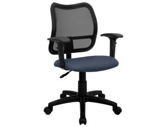 Mid-Back Navy Blue Mesh Swivel Task Office Chair with Adjustable Arms