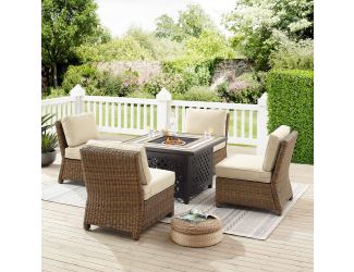 Bradenton 5Pc Outdoor Wicker Conversation Set W/Fire Table
