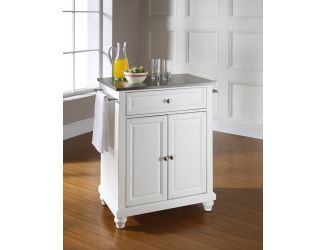 Cambridge Stainless Steel Top Kitchen Island White Finish