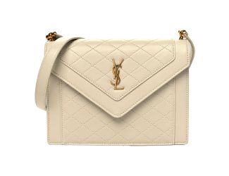 Saint Laurent Gabby Quilted Ivory Crema Lambskin Shoulder Bag