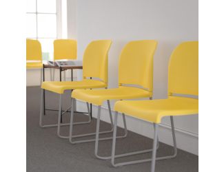 Home and Office Guest Chair Yellow Full Back Contoured Sled Base Stack Chair