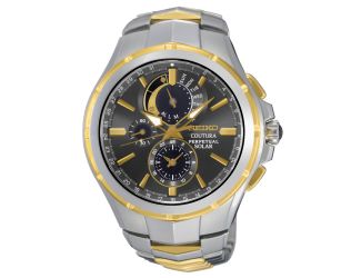 Mens Solar Perpetual Chrono Silver Case Gray Dial