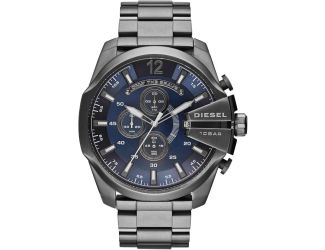 Mens Mega Chief Gunmetal Stainless Steel Watch Drk Blu Dial