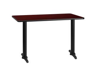 30" x 48" Mahogany Laminate Table Top with 5" x 22" Table Height Bases
