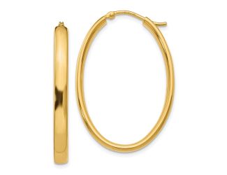 Sterling Silver Gold-plated Polished Oval Hoop Earrings