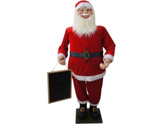 58-In. Musical Santa Claus Holding a Chalkboard -  Indoor Christmas Decoration