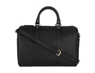 Gucci Microguccissima GG Black Leather Embossed Boston Bag
