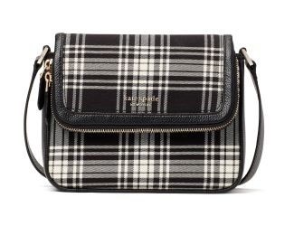 Run Around Library Plaid Large Flap Crossbody - Black Multi
