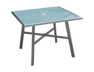 All-Weather Commercial-Grade Aluminum 38" Square Glass-Top Dining Table