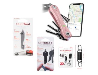 KeySmart iPro Smart Key Organizer works with Apple Find My - Bundle - Rose Gold