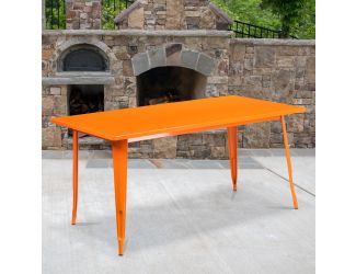 31.5" x 63" Rectangular Orange Metal Indoor-Outdoor Table - Industrial Table