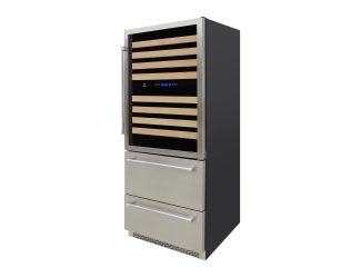 Vinotemp - 135 Bottle Triple-Zone Wine Cooler w/2 Bottom Drawers - Stainless