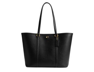 Refined Pebble Leather Legacy Tote - Black/Brass