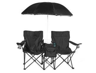Music Vacation 2 Chairs with Umbrella Cooler and Speakers - (Black)