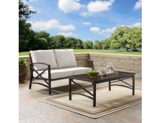 Kaplan 2Pc Outdoor Loveseat Patio Furniture Set