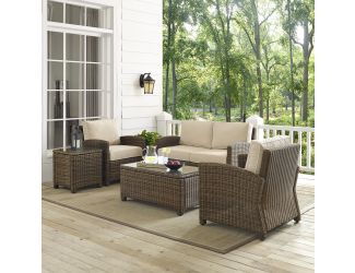 Bradenton 5-Piece Outdoor Wicker Conversation Set With Sand Cushions