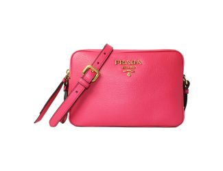 Prada Peonia Pink Vitello Phenix Leather Double Zip Crossbody