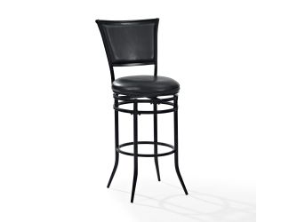 Rachel Swivel Bar Stool In Black With Black Cushion