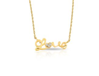 PARIKHS Gold Plated Clear CZ Love Pendant Necklace in 925 Sterling Silver
