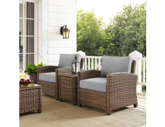 Bradenton 3Pc Outdoor Wicker Armchair Set