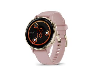 Garmin Venu 3S, Soft Gold Bezel with Dust Rose Silicone Band