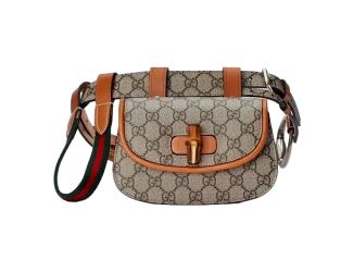 Gucci GG Supreme Monogram Web Bamboo 1947 Mini Belt Bag In Beige 75