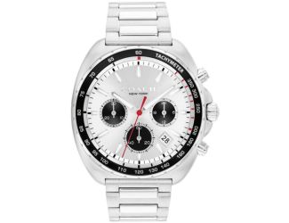 Men's Charter Chronograph Silver-Tone Stainless Steel Watch Silver Dial
