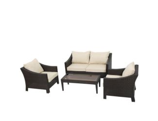 4-Piece Outdoor Wicker Sofa Set - Brown