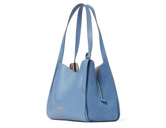 Knott Leather And Suede Large Shoulder Bag - Manta Blue